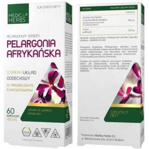 Pelargonia afrykańska (Pelrgonium Sidoides) 450mg 60 kaps.