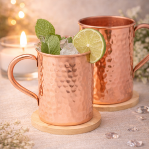 Elegancki zestaw kubków do drinków– stal nierdzewna pokryta miedzią, 400 ml